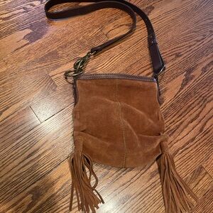 Brown suede boho Lucky brand crossbody